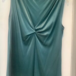 DKNY Teal Twist-Front Sleeveless Tank Top
